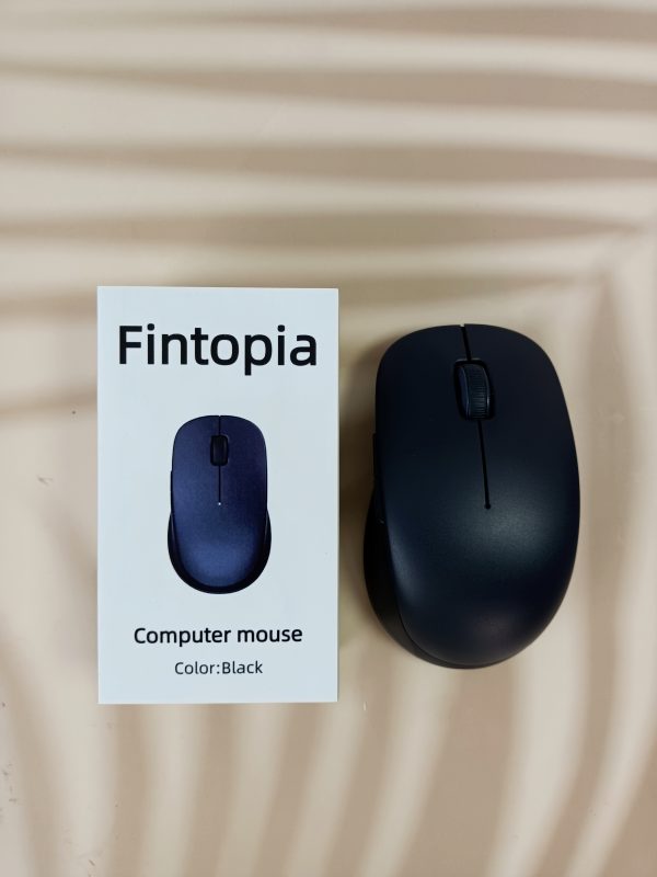 Fintopia Wireless Bluetooth Mouse – 1500 DPI Optical Sensor – Ergonomic Standard Size (100-120mm), Silent Click, Compatible with Desktop PC – Black - Image 5