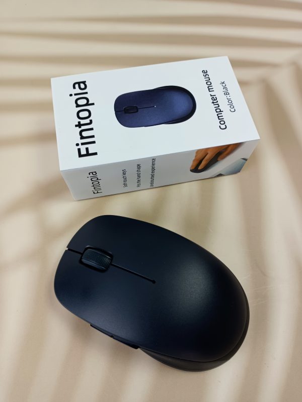 Fintopia Wireless Bluetooth Mouse – 1500 DPI Optical Sensor – Ergonomic Standard Size (100-120mm), Silent Click, Compatible with Desktop PC – Black - Image 4