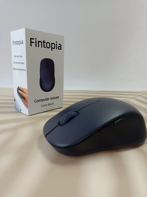 Fintopia Wireless Bluetooth Mouse – 1500 DPI Optical Sensor – Ergonomic Standard Size (100-120mm), Silent Click, Compatible with Desktop PC – Black - Image 3