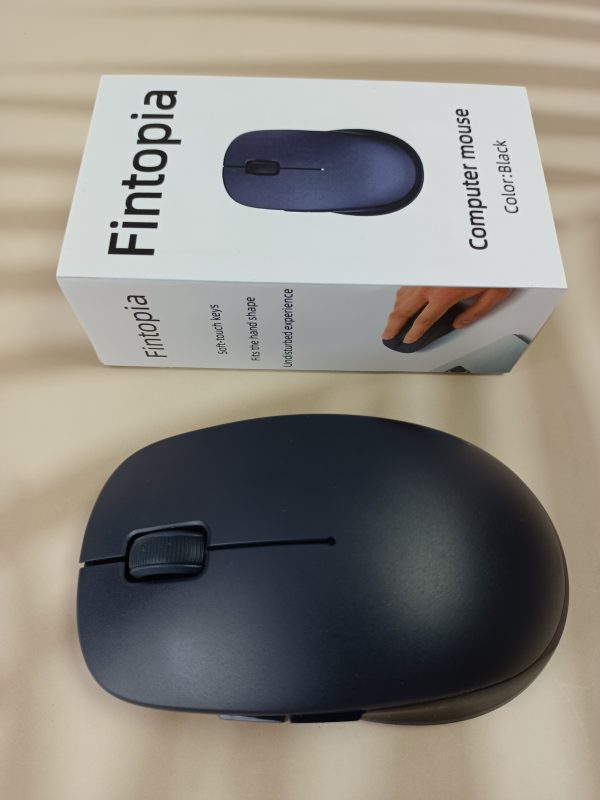 Fintopia Wireless Bluetooth Mouse – 1500 DPI Optical Sensor – Ergonomic Standard Size (100-120mm), Silent Click, Compatible with Desktop PC – Black - Image 2